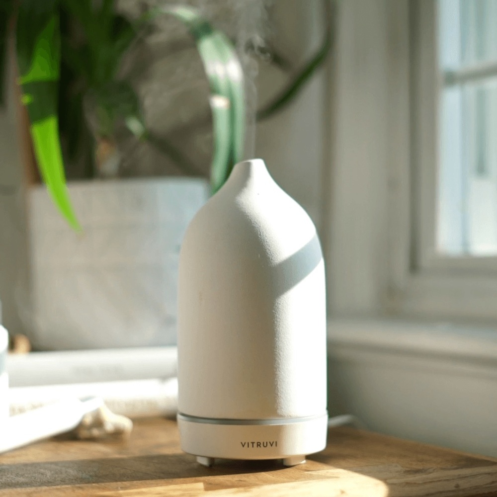 Vitruvi white stone oil diffuser retail $145